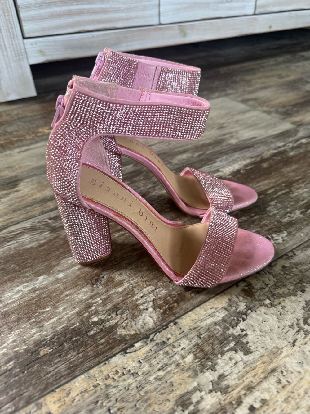 2 for $30 sale: Gianni Bini ronilynn pink rhinestone block heel sandals